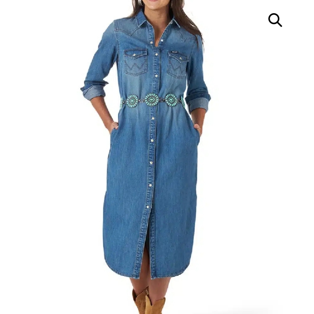 Wrangler pearl snap shirt dress WITH POCKETS!